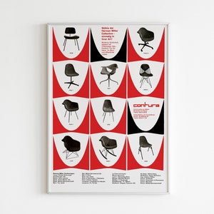 Cartel original de sillas Bauhaus / Impresión de exposición Bauhaus / Arte de pared Bauhaus / Cartel icónico de sillas de mediados de siglo / Cartel de silla Herman Miller
