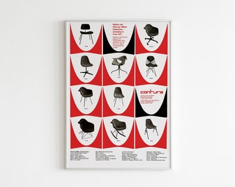 Original Bauhaus Chairs Poster | Bauhaus Exhibition Print | Bauhaus Wall Art | Iconic Mid-Century Chairs Poster | Herman Miller Chair Poster