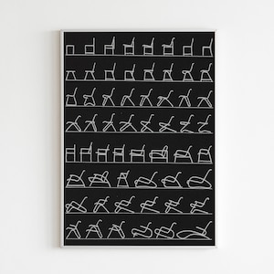 Cartel original de sillas Bauhaus / Cartel de exposición Bauhaus / Arte mural Bauhaus / Cartel icónico de sillas de mediados de siglo / Diseño Bauhaus de muebles