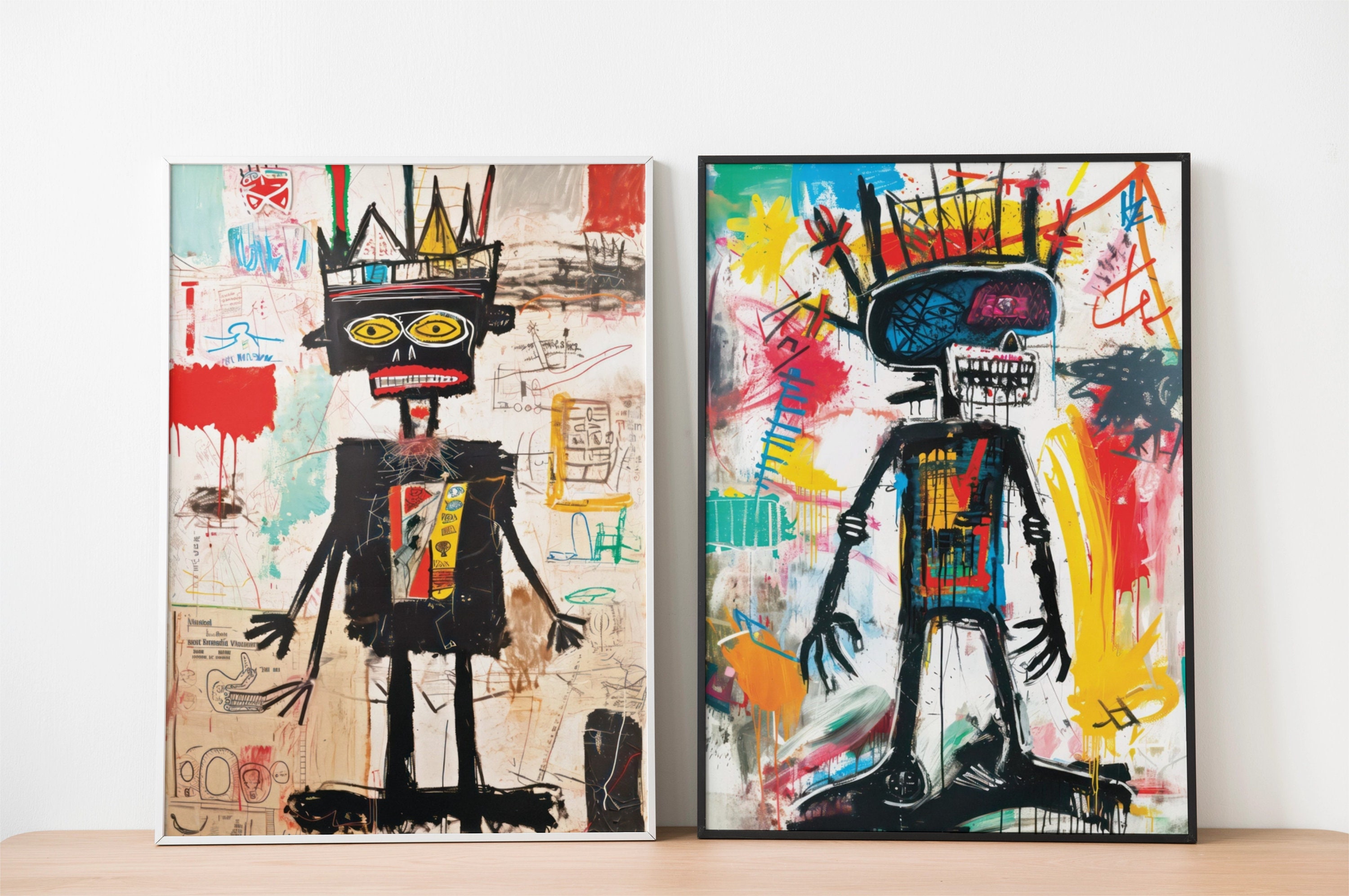 Basquiat Digital Poster Set of 2 | Jean Michel Basquiat Inspired Poster | Basquiat Wall Art Poster | Graffiti Art Painting | Street Wall Art