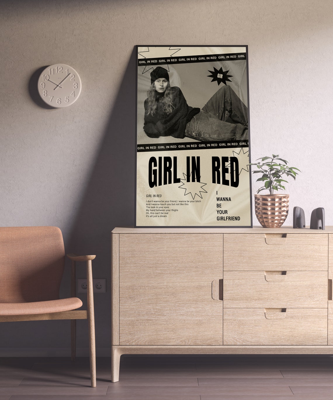 Girl in Red Poster Girl in Red Print Girl in Red Decor Girl Etsy