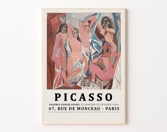 Pablo Picasso Print, Le Cubisme Poster, Cubism Art, Picasso Exhibition, Les Demoiselles d&#39;Avignon, Picasso Galerie Exhibition Poster Print