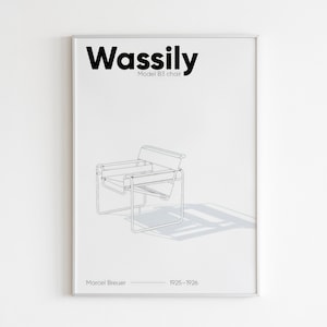 Cartel original de sillas Wassily / Cartel de la exposición Bauhaus / Arte de pared Wassily / Cartel icónico de sillas de mediados de siglo / Diseño Bauhaus de muebles