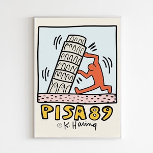 Keith Haring Print, Keith Haring Pisa 89 Exhibition Poster, Pisa 89, Exhibition Poster Art Print, Keith Haring Poster, Pisa 89 Print