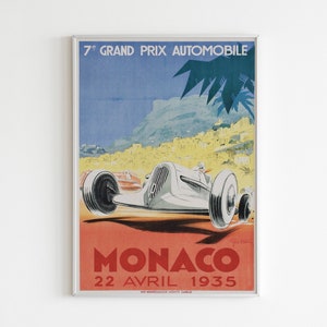 Vintage F1 Racing Art, Monaco 1931 Grand Prix Poster, Race Car Print, Race Fan Gift, Cars Print, Vintage Cars Poster, Vintage Art Print