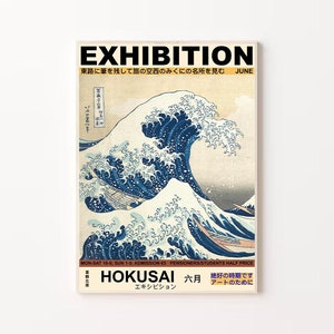 The Great Wave Exhibition Poster Hokusai Japanese Art, Katsushika Hokusai Exhibition Poster, Vintage Japanese Poster, The Great Wave Print