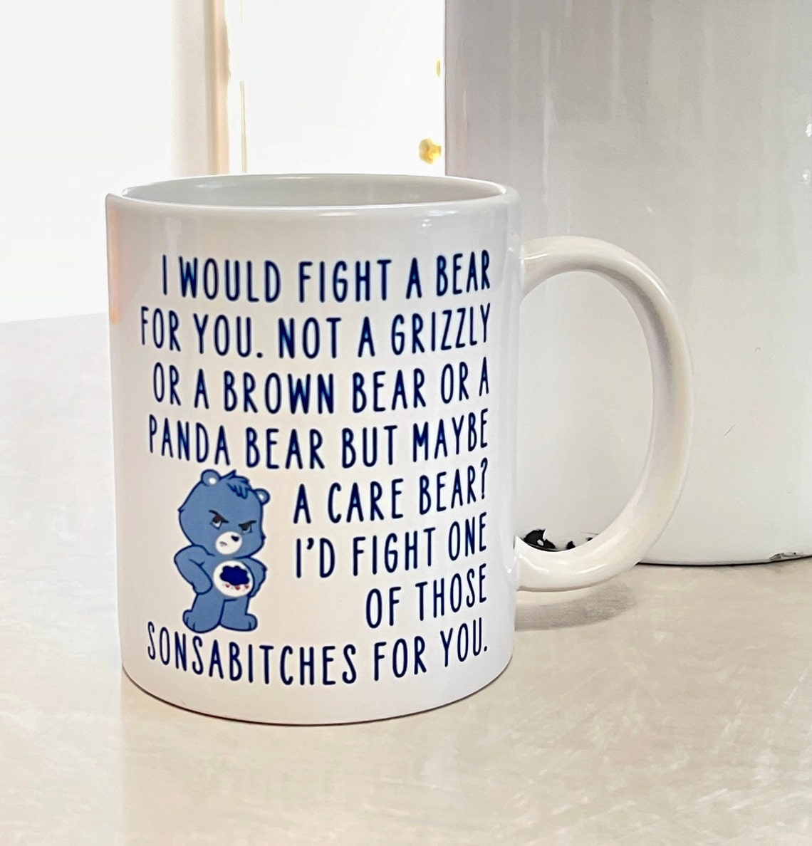 Taza De Café Divertida Con Texto En Inglés I Would Fight A Bear