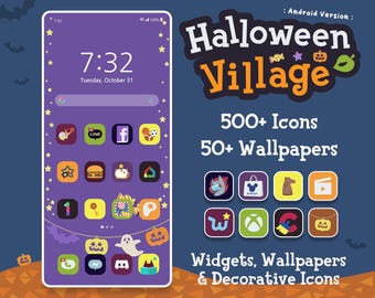 Paquete de iconos de Halloween Village: fondos de pantalla y widgets para Android