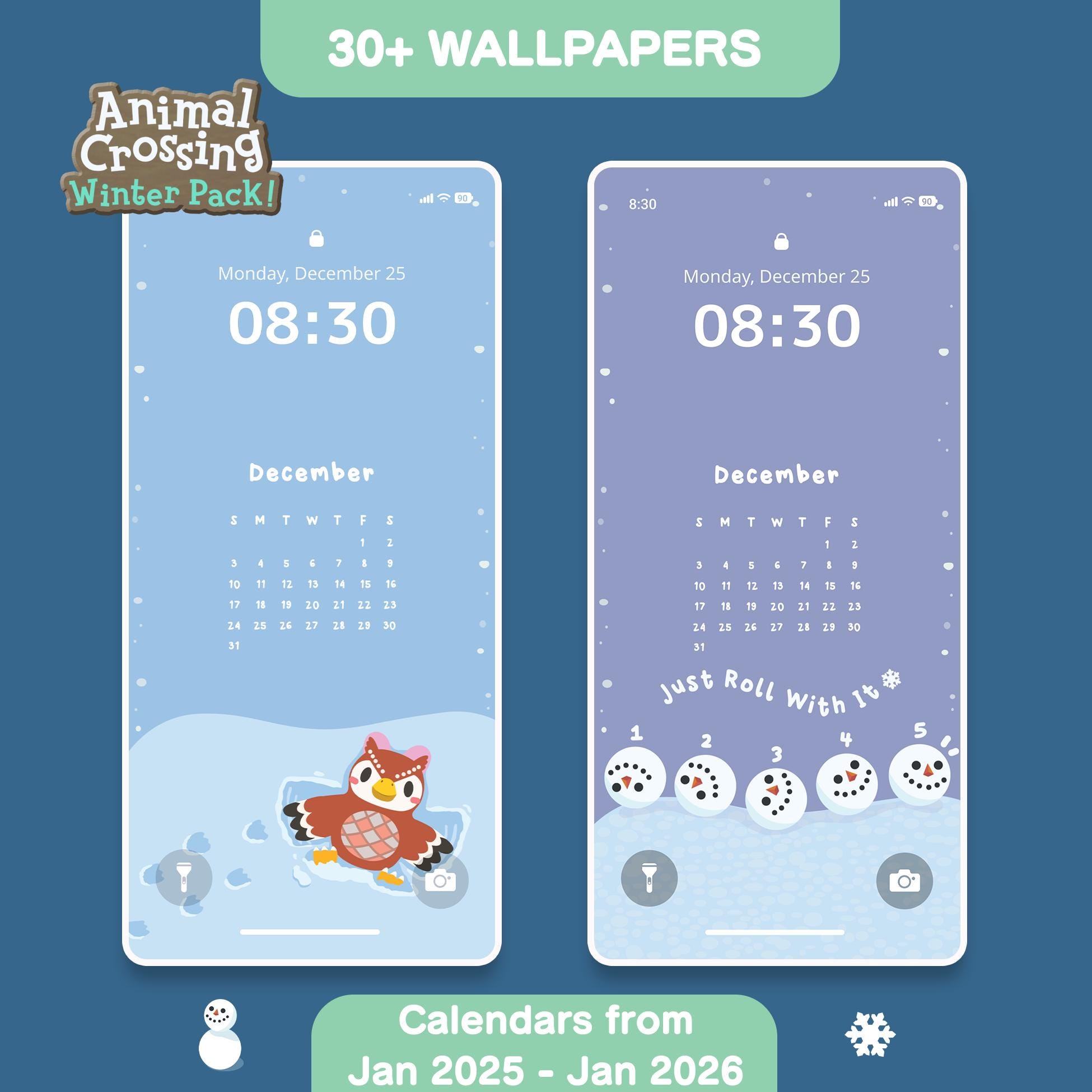 Printable Animal Crossing Calendar Winter Calendar Wallpapers