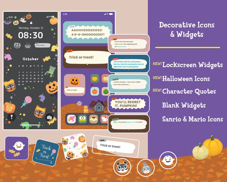 Iphone Ios App Icons Animal Crossing Halloween Edition Etsy