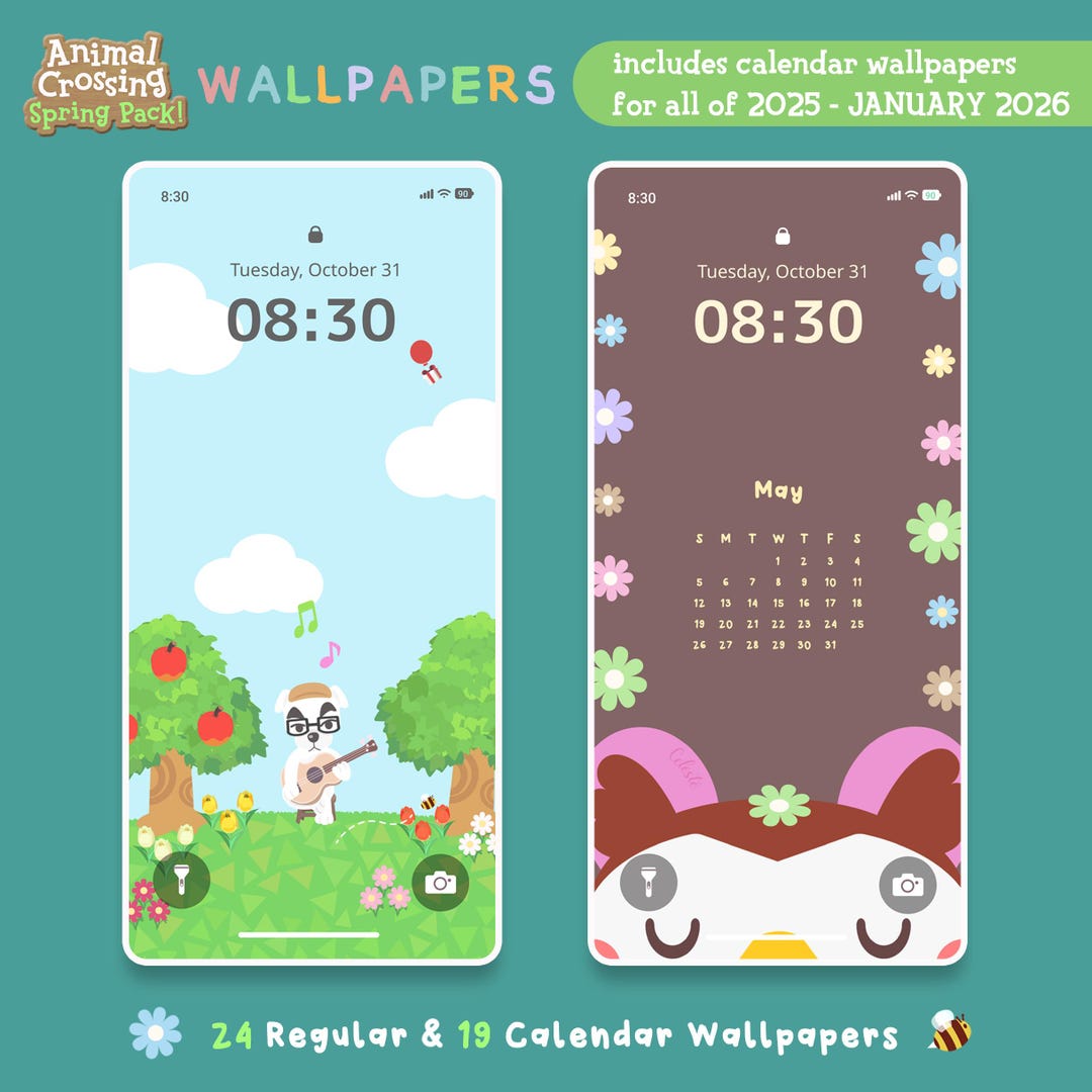 Spring Calendar Wallpapers Animal Crossing 2025 2026 Etsy