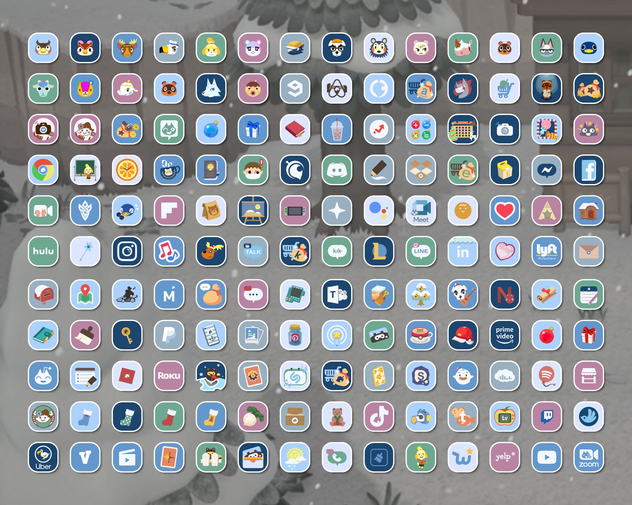 IPhone iOS App Icons Animal Crossing Winter Edition 150 Etsy