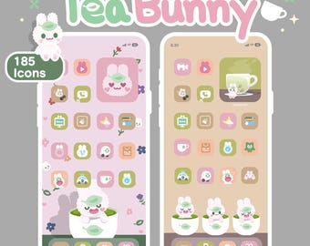 Tema Tea Bunny para iOS: iconos, fondos de pantalla y widgets kawaii pastel