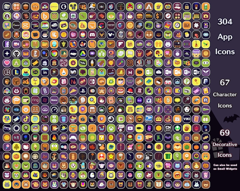 Iphone Ios App Icons Animal Crossing Halloween Edition Etsy