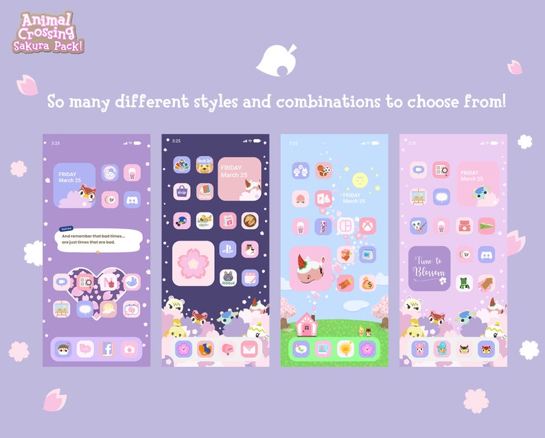 Iphone Ios App Icons Animal Crossing Sakura Edition 350 Etsy