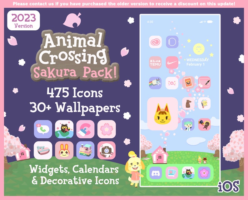 iPhone iOS App Icons - Animal Crossing - Sakura Edition (475 Icons) with Wallpapers and Widgets
