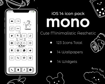 Iconos monocromáticos para aplicaciones iOS: Fundas minimalistas para iPhone (56 iconos)