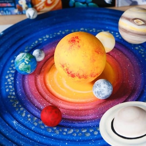 MEDIUM Painted Wooden Solar System (with Board) | Montessori, Waldorf material, Gift for Kids