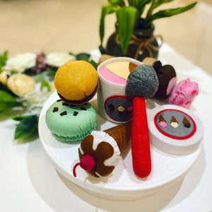 Ice Cream Felt Play Food Set, Gift for kids, Montessori material, Waldorf, Homeschooling, Kitchen Toys Accessories