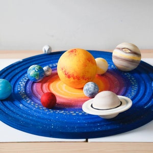 LARGE Painted Wooden Solar System (with Board) | Montessori, Waldorf material, Gift for Kids