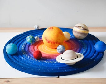 LARGE Painted Wooden Solar System (with Board) | Montessori, Waldorf material, Gift for Kids