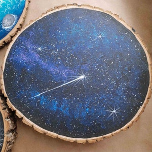 Galaxy Playscape on tree bark slice | Montessori, Waldorf material, Gift for Kids