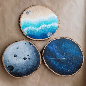 Moon with craters Playscape , hand painted on wood slices | Montessori, Waldorf material, Gift for Kids