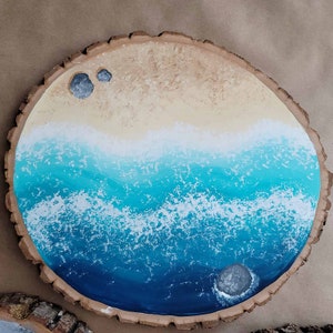 Ocean Playscape on tree bark slice | Montessori, Waldorf material, Gift for Kids