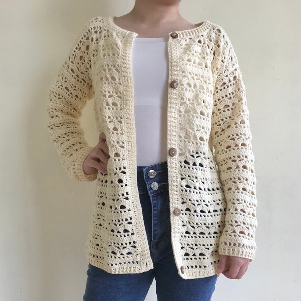 Modèle de cardigan au crochet, modèle de cardigan en dentelle au crochet, modèle de cardigan au crochet facile, pull au crochet/cardigan léger/long/veste