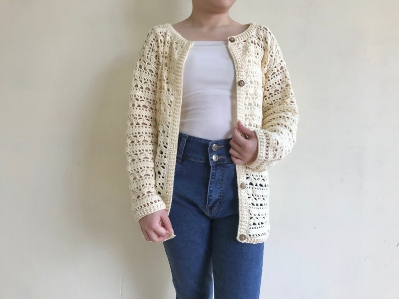 Crochet cardigan pattern,crochet lace cardigan pattern, easy crochet cardigan pattern, Crochet sweater/Lightweight/long cardigan/Jacket image 4