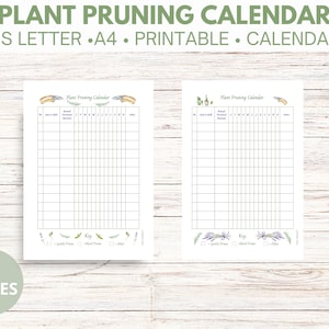 Plant Pruning Calendar Printable, Blank Digital Download. Minimalist Gardener. - Etsy