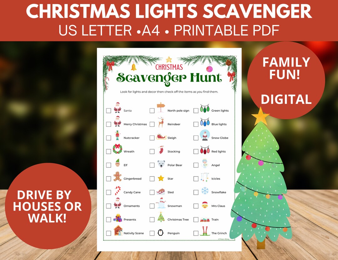 Christmas Lights Scavenger Game for Car Ride, Road Trip or Walk ...