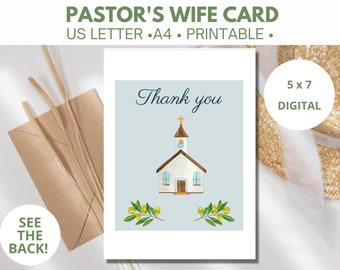 Pastor&#39;s Wife Appreciation Card, Gift Appreciation for Clergy, Gift ideas for Wedding, baptism, Christening, funeral, church