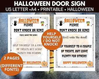 Halloween Trick or Treat Door Candy Sign Help yourself/ Do not disturb.  Printable and Instant Download