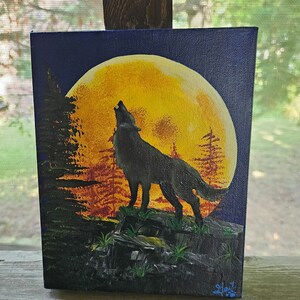 Full Moon Wolf Canvas 8x10x1 1/2