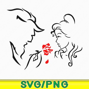 La bella y la bestia svg, silueta, belle svg, archivo de corte de la bella y la bestia, princesa svg, bestia de belleza svg, svg, cricut