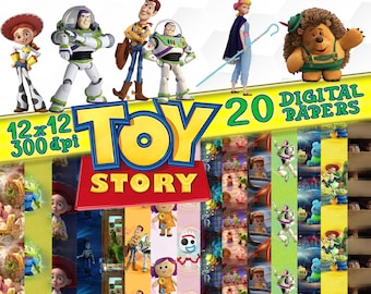 Toy Story digital papers,Toy Story 4,Toy Story scrapbook,Toy Story paper,Toy Story birthday,Toy Story Invitation