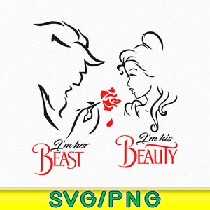 La bella y la bestia, svg, princesa svg, cricut, svg, silueta, bestia de belleza svg, archivo de corte de la bella y la bestia