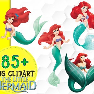 La petite sirène clipart, petite sirène png, princesse Ariel, clipart numérique, Ariel clipart, imprimable, téléchargement immédiat, png clipart