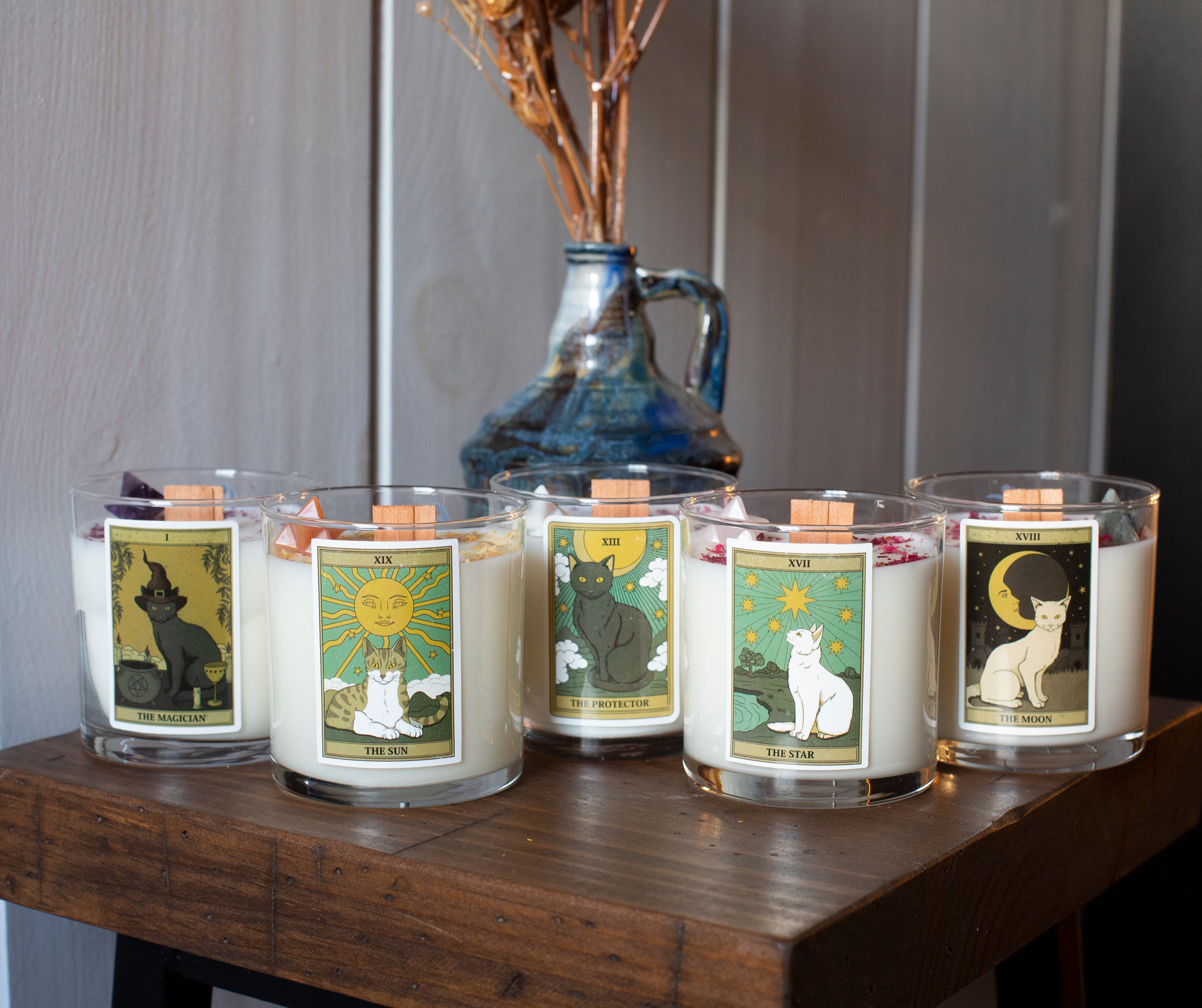 Tarot Card Candle Wood Wick Soy Candle Botanical Candles - Etsy