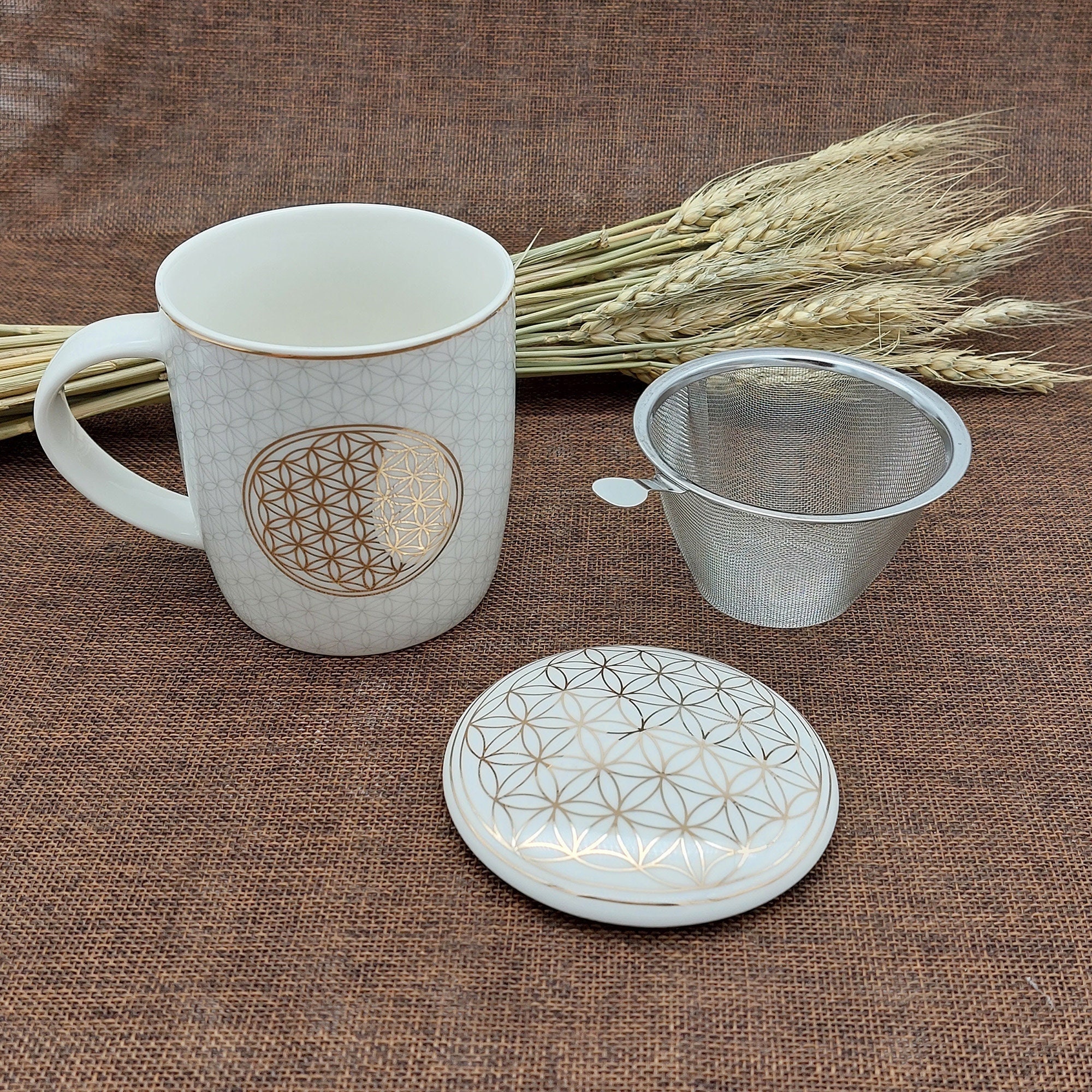 Vintage Teetasse Aus Porzellan – Mit Sieb, Deckel & Löffel, Perfekt Für Losen Tee