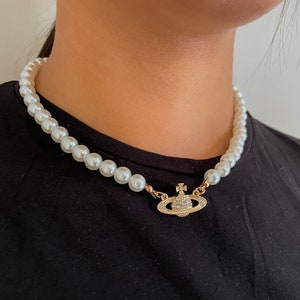 Silver/gold Planet Choker Silver Orb 