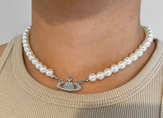 Silver/gold Planet Choker Silver Orb 