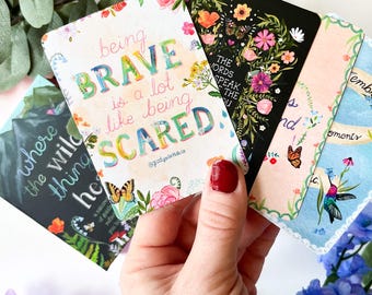 Druckbare Mentales Gesundheit Card Deck | 36 saisonale Affirmationskarten | Naturtherapie Kunst | Therapeut Geschenk | Digitaler Download PDF
