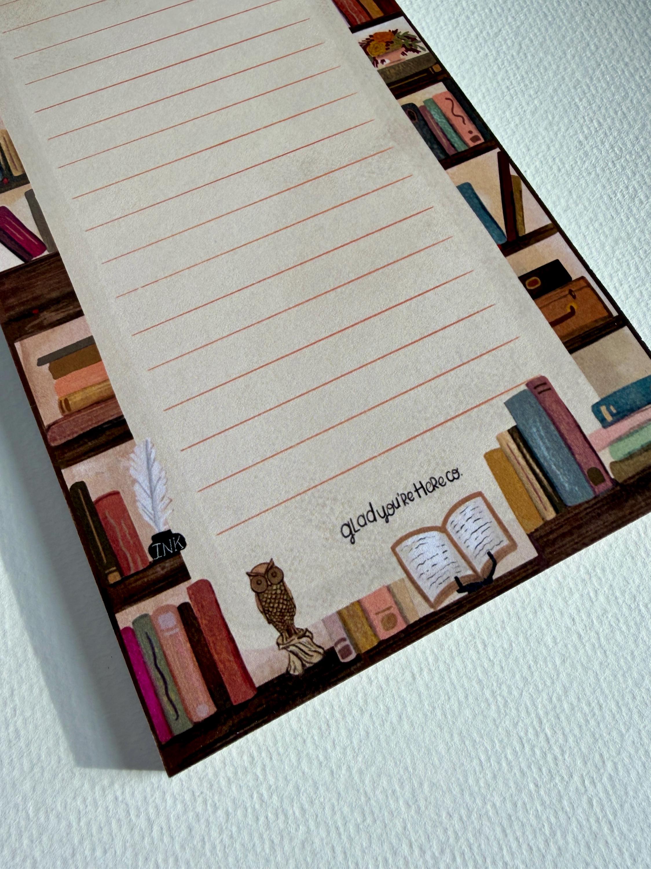 Library Bookshelf Notepad With Magnet Option | Book Lover Lined Notepad ...