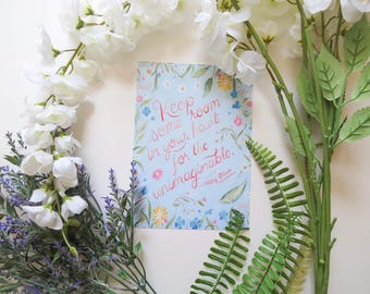Keep Some Room Mary Oliver Art Print • Whimsical Floral Poem Mary Oliver • Hope & Healing Wall Art 5x7, 8x10, 11x14
