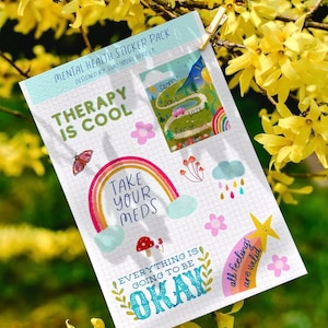 Mental Health and Therapy Sticker Sheet | Gift for Counselor, Psychologist, Therapist | Mental Health Awareness Sticker Sheet
