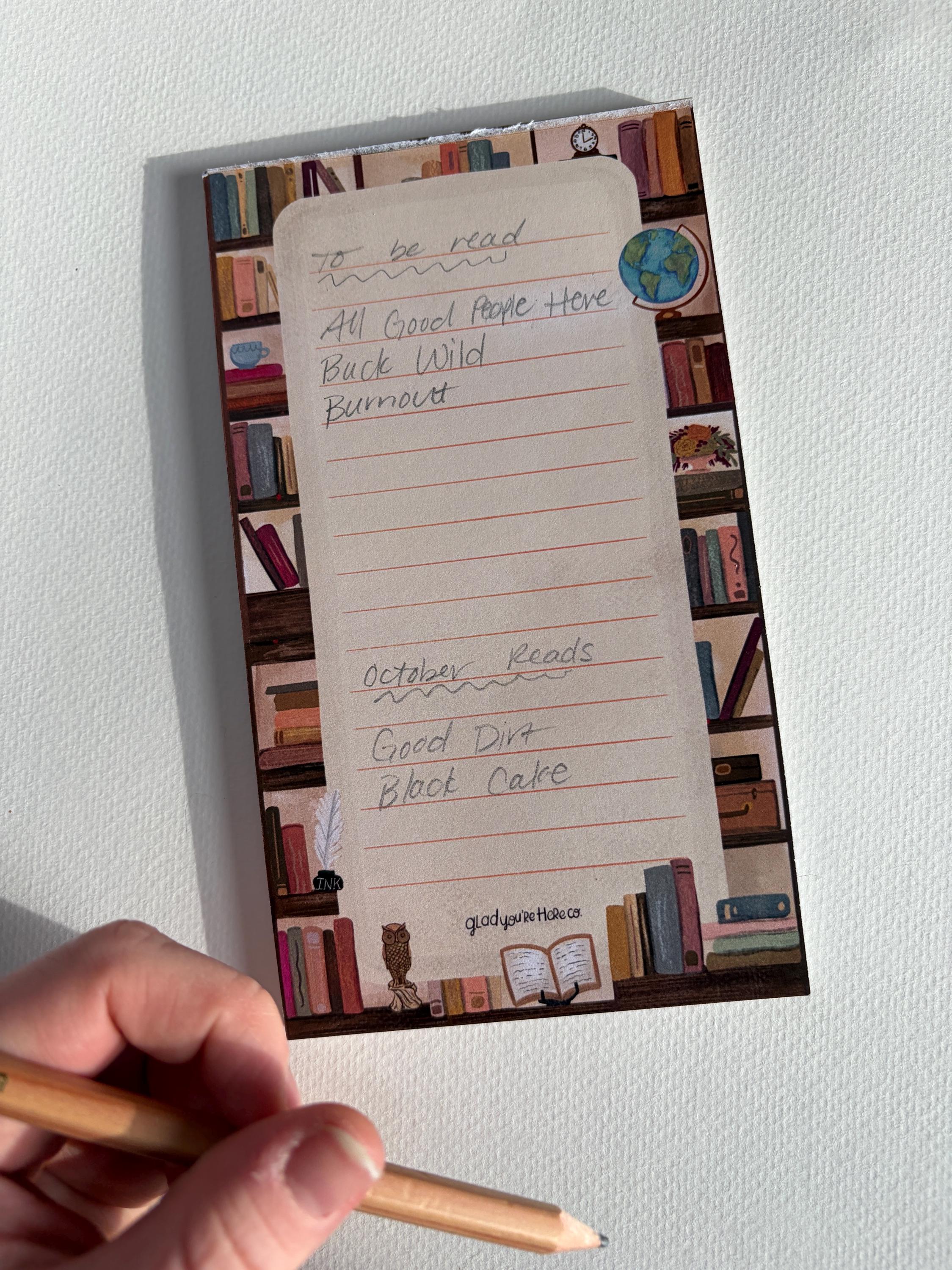 Library Bookshelf Notepad With Magnet Option | Book Lover Lined Notepad ...