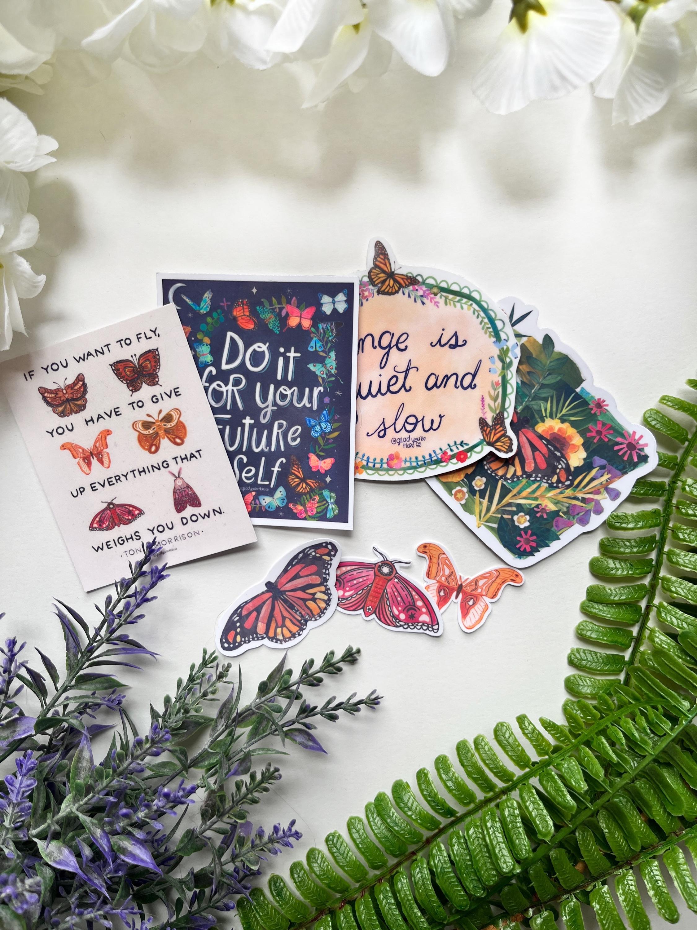 Sticker Ready To Use Butterfly Sticker Pack• ‑ready Watercolor• Positive Affirmation Decals ...
