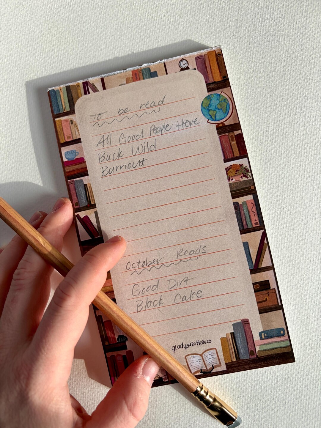 Library Bookshelf Notepad With Magnet Option | Book Lover Lined Notepad ...